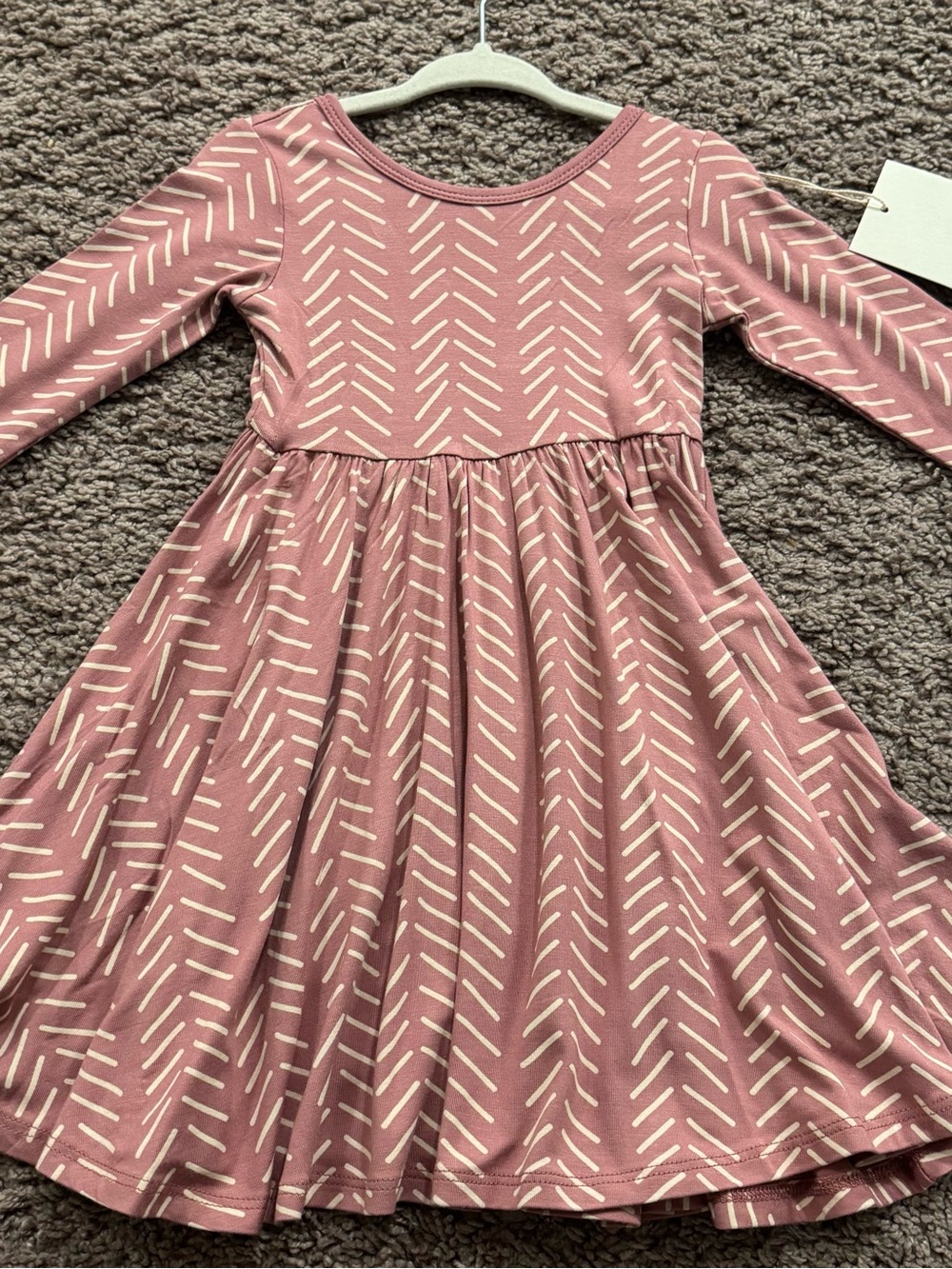 Kyte baby Dusty rose herringbone long sleeve bamboo dress 18-24 months